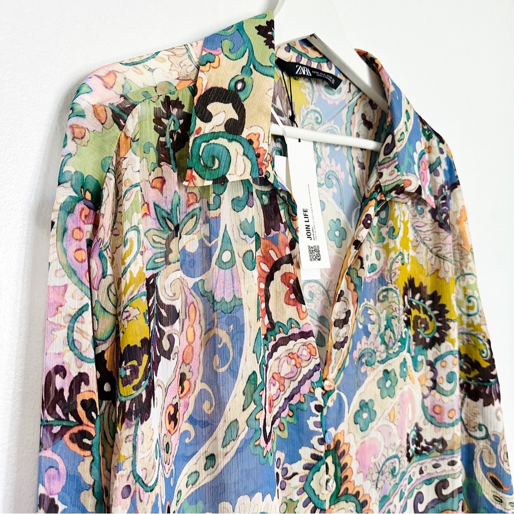 Zara V-Neck Paisley Printed Shirt